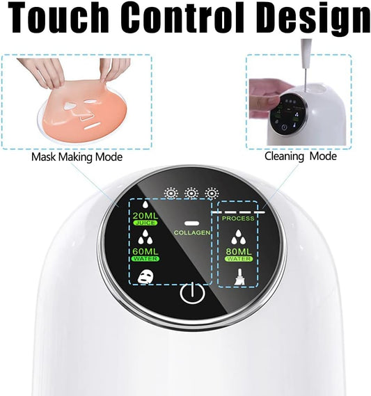 Automatic DIY Facial Mask Machine with English LCD Display for Skin Care, Suitable for Face, Eye, Chest, Hand, and Neck, Using Fruits and Vegetables for a Spa-like Treatment.