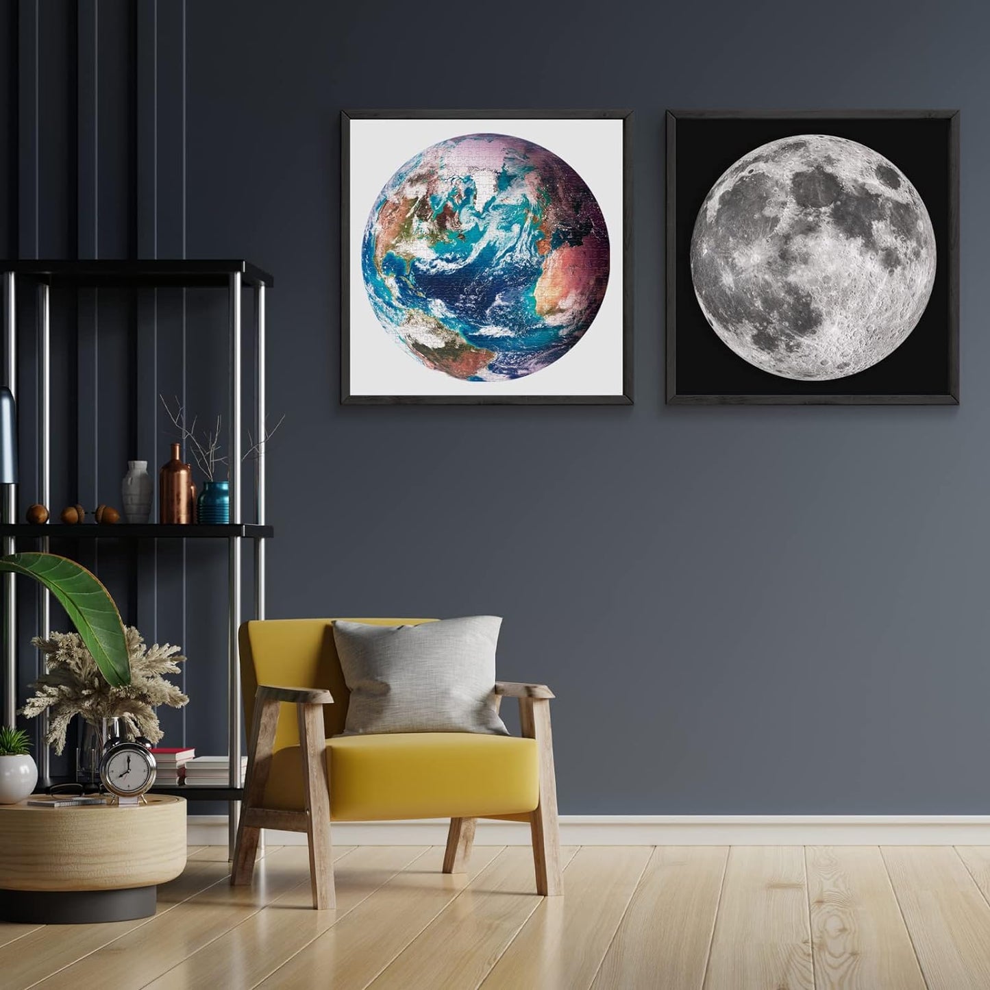 1000-piece puzzle for adults, featuring a high-resolution space moon design, round shape, matte finish, and dust-free technology.