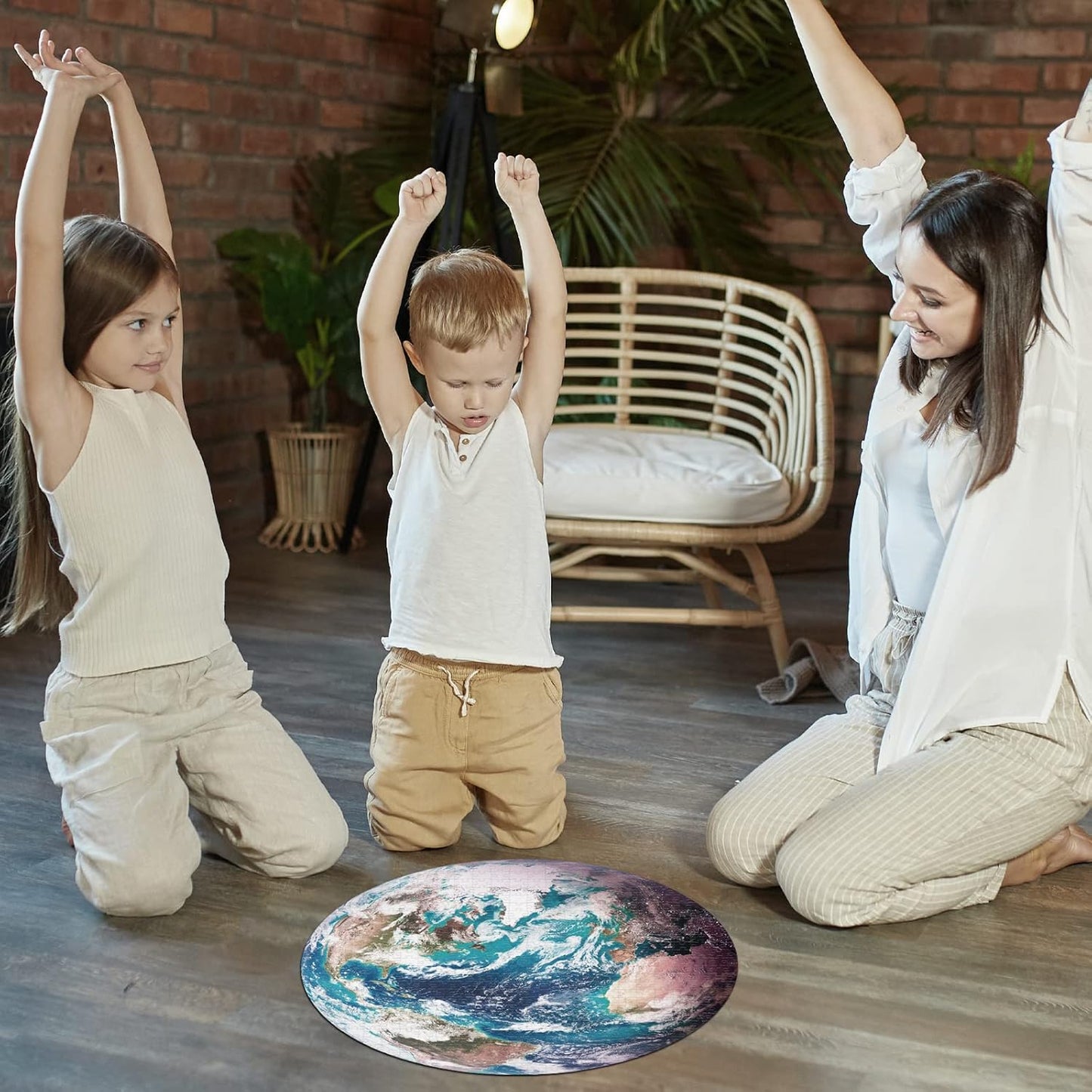 1000-piece puzzle for adults, featuring a high-resolution space moon design, round shape, matte finish, and dust-free technology.