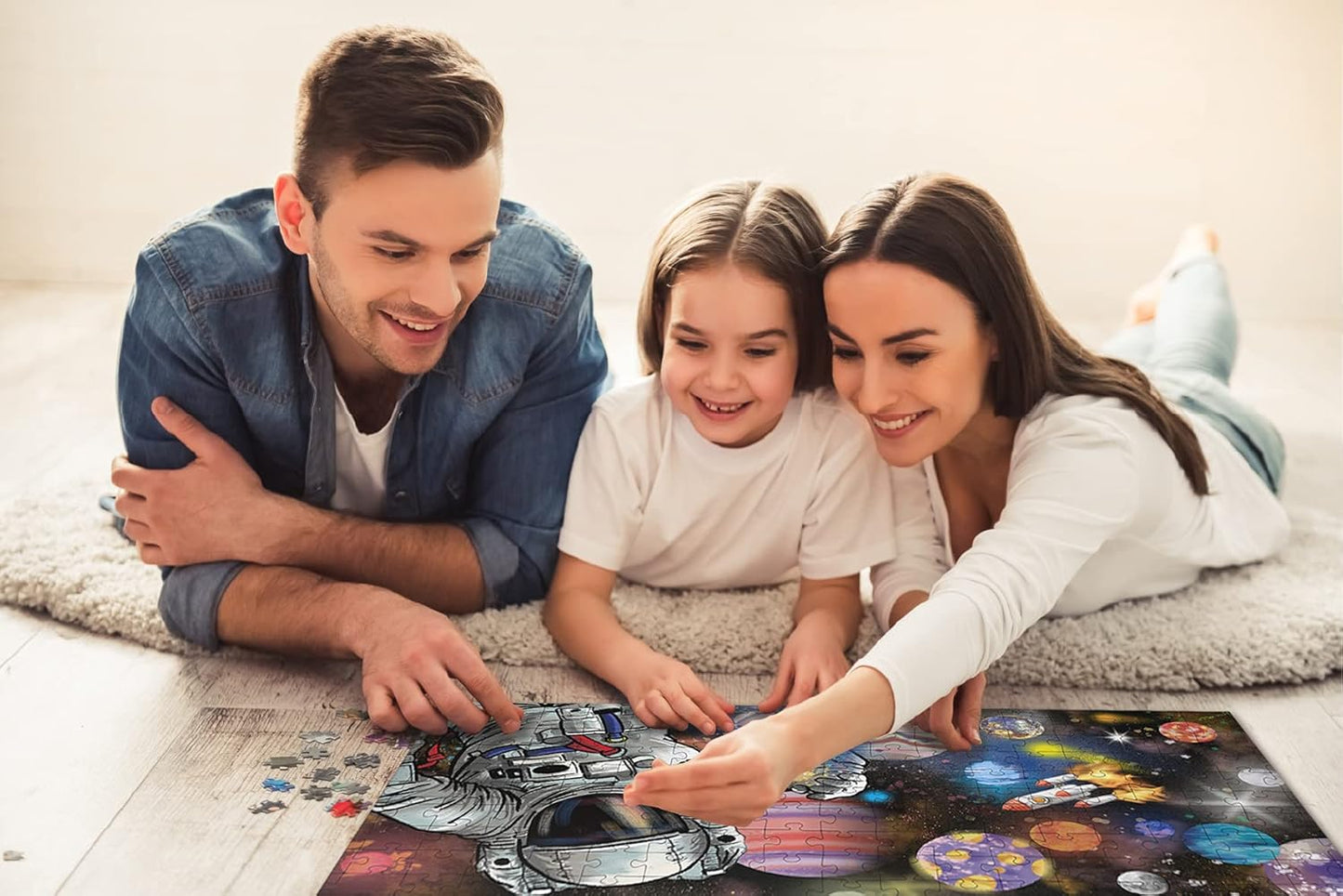 1000-piece puzzle for adults, featuring a high-resolution space moon design, round shape, matte finish, and dust-free technology.