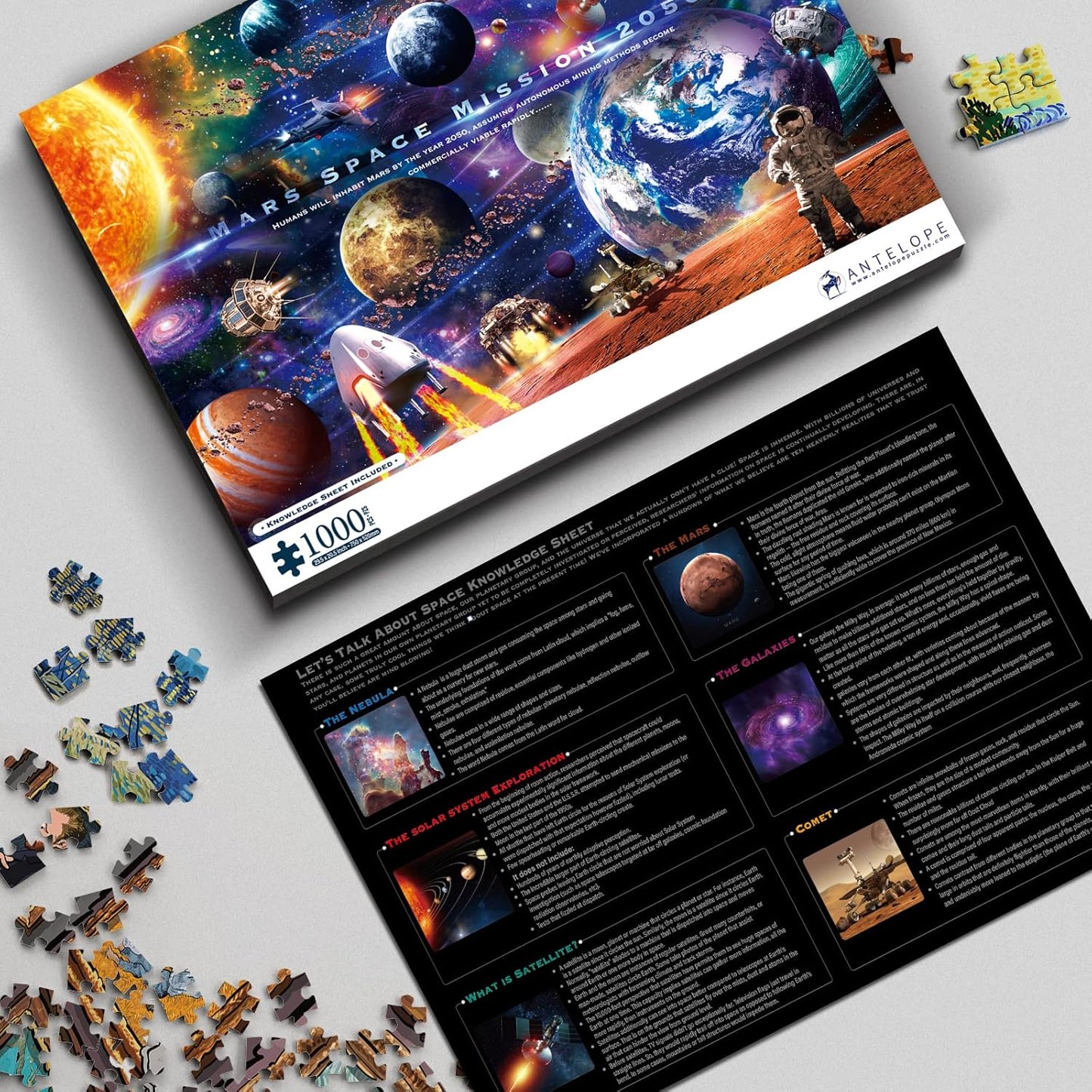 1000-piece puzzle for adults, featuring a high-resolution space moon design, round shape, matte finish, and dust-free technology.