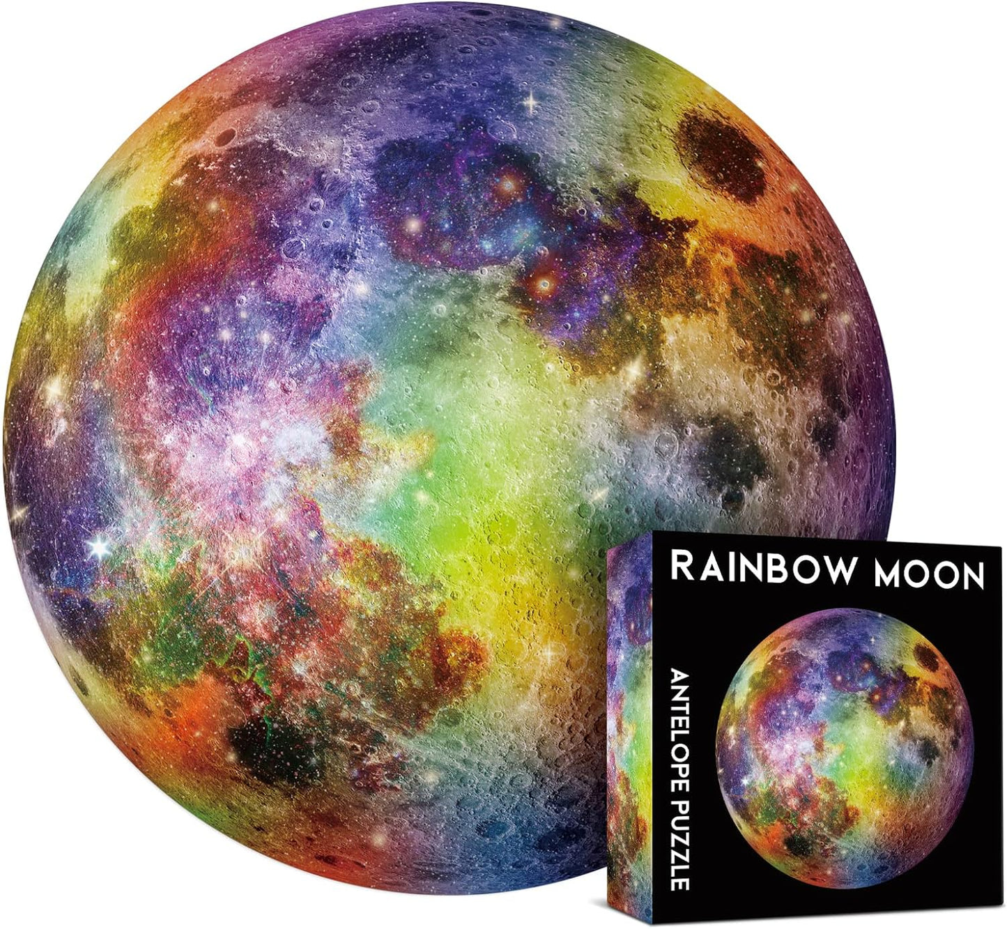 1000-piece puzzle for adults, featuring a high-resolution space moon design, round shape, matte finish, and dust-free technology.