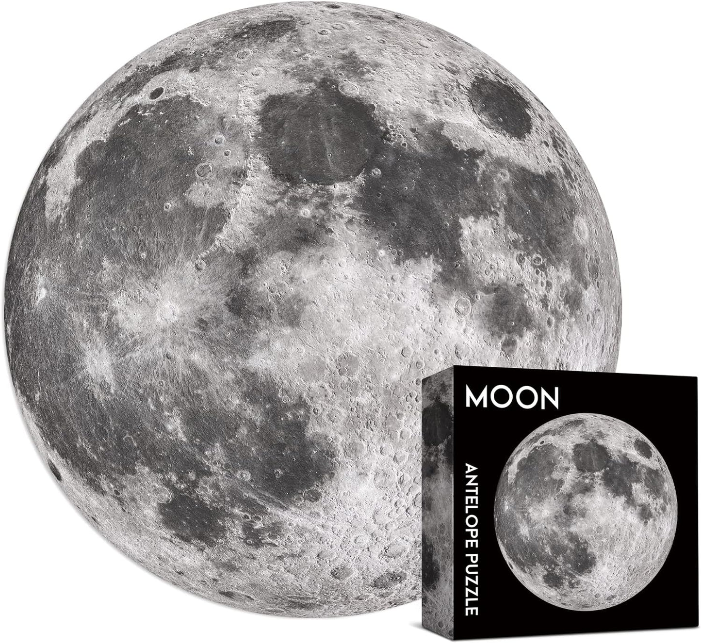 1000-piece puzzle for adults, featuring a high-resolution space moon design, round shape, matte finish, and dust-free technology.