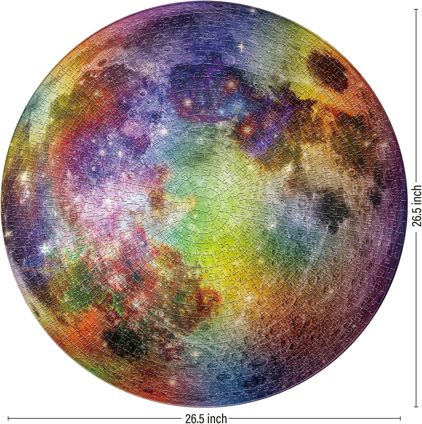 1000-piece puzzle for adults, featuring a high-resolution space moon design, round shape, matte finish, and dust-free technology.