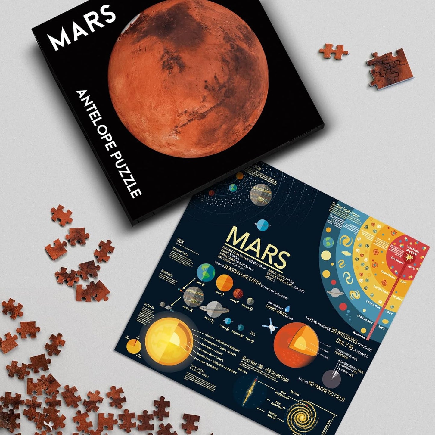 1000-piece puzzle for adults, featuring a high-resolution space moon design, round shape, matte finish, and dust-free technology.