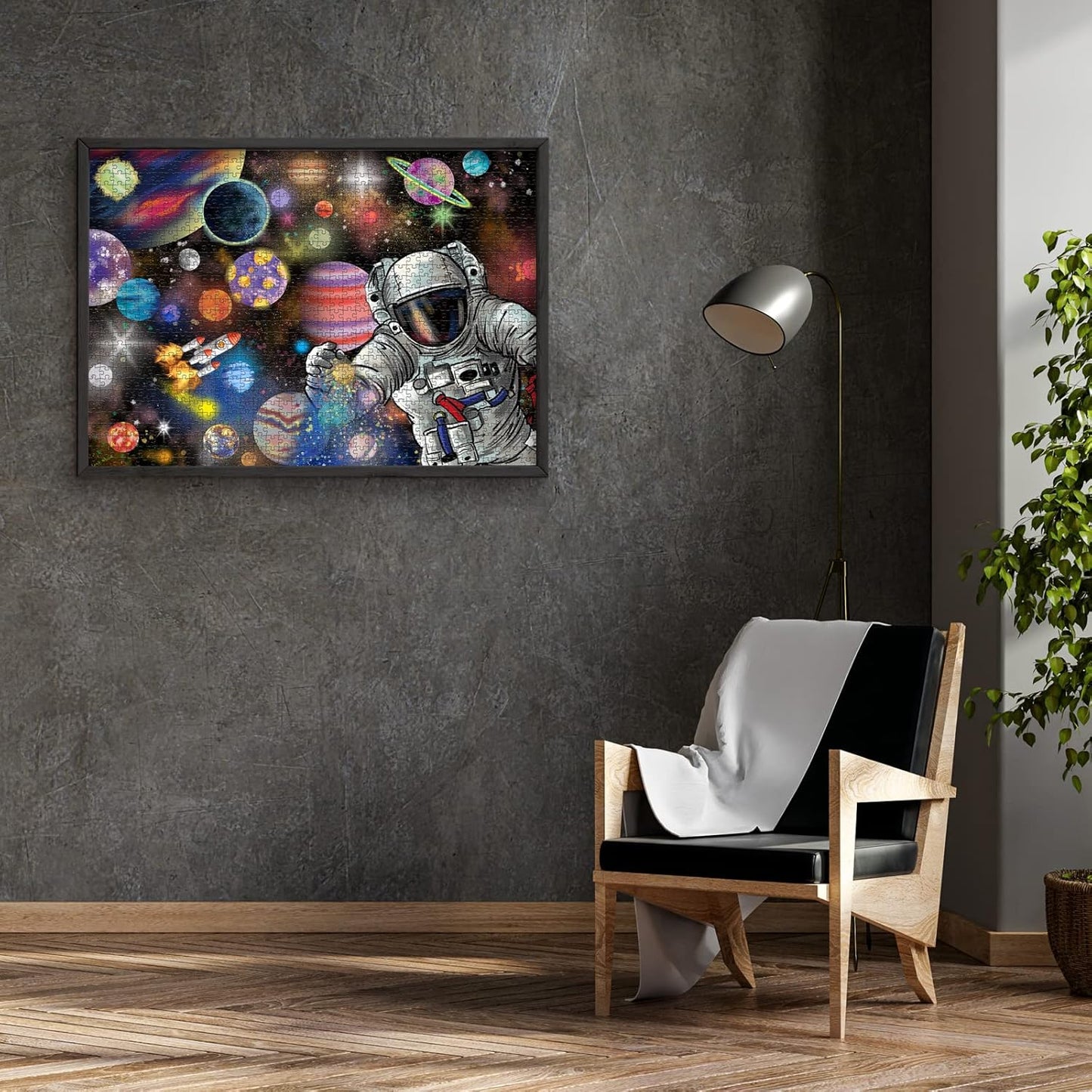 1000-piece puzzle for adults, featuring a high-resolution space moon design, round shape, matte finish, and dust-free technology.