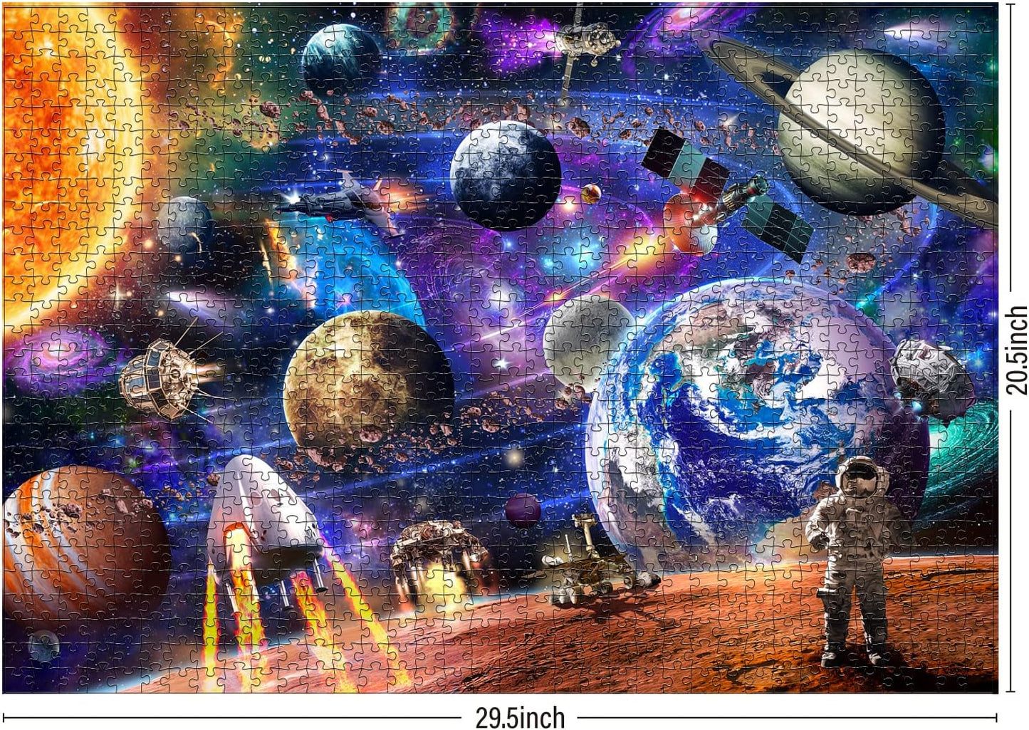 1000-piece puzzle for adults, featuring a high-resolution space moon design, round shape, matte finish, and dust-free technology.