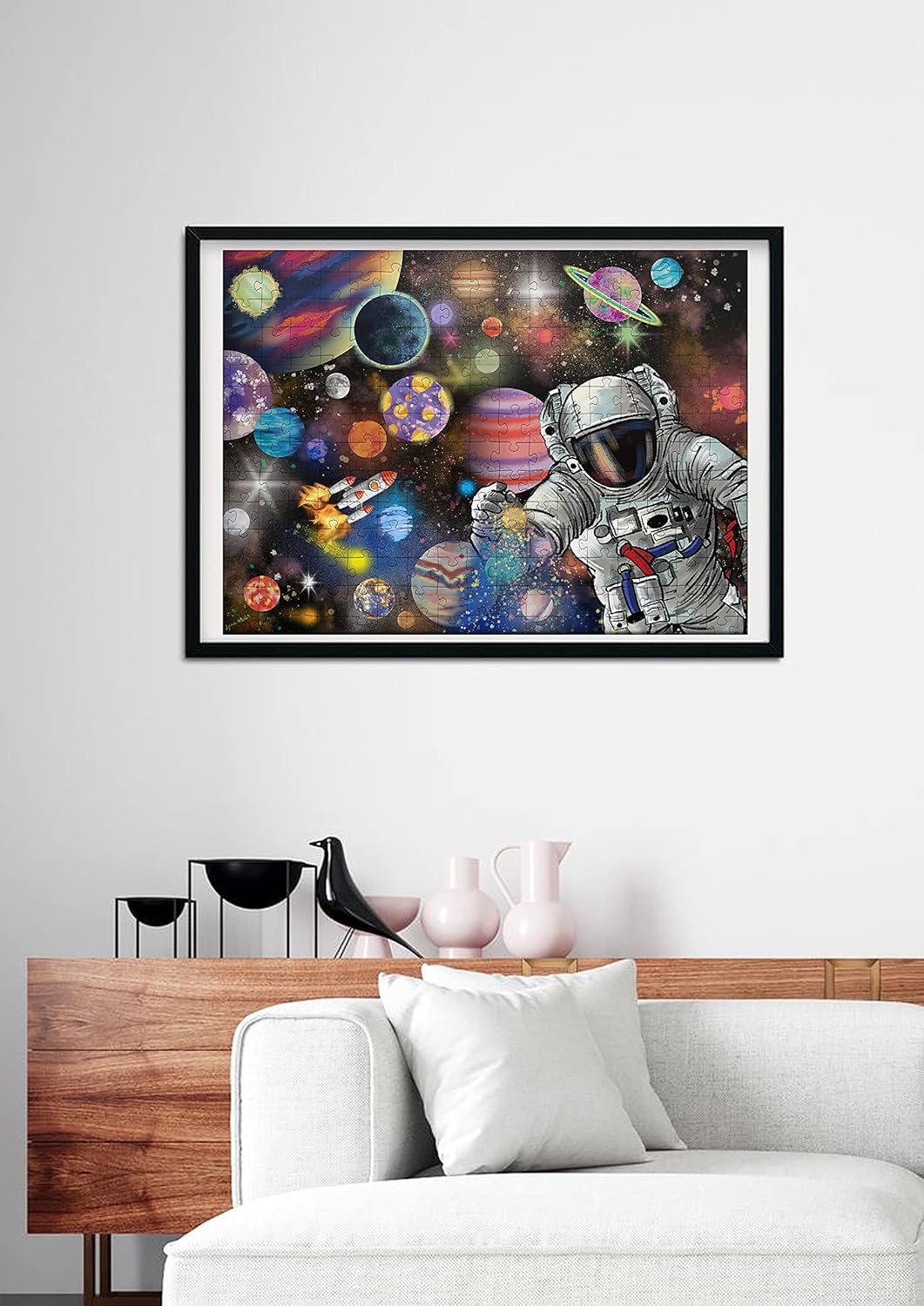 1000-piece puzzle for adults, featuring a high-resolution space moon design, round shape, matte finish, and dust-free technology.