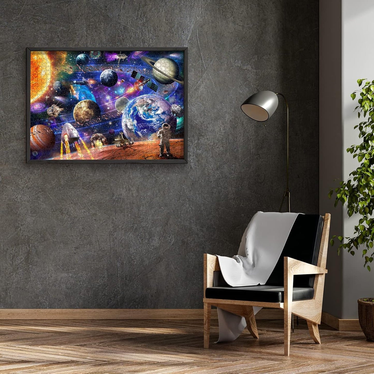 1000-piece puzzle for adults, featuring a high-resolution space moon design, round shape, matte finish, and dust-free technology.