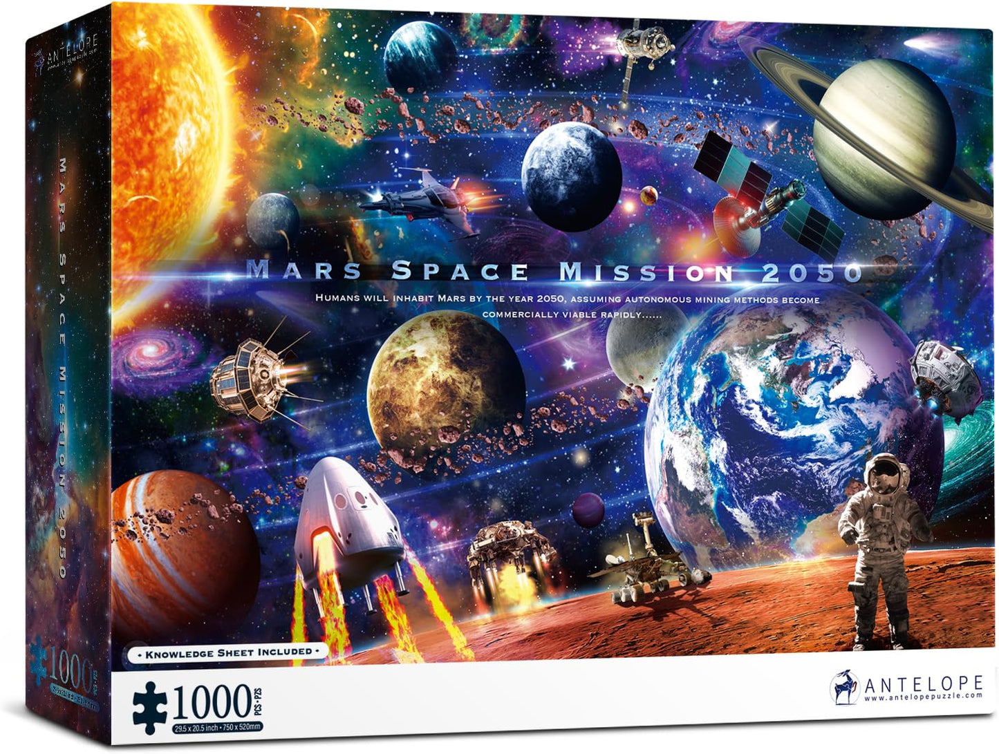 1000-piece puzzle for adults, featuring a high-resolution space moon design, round shape, matte finish, and dust-free technology.