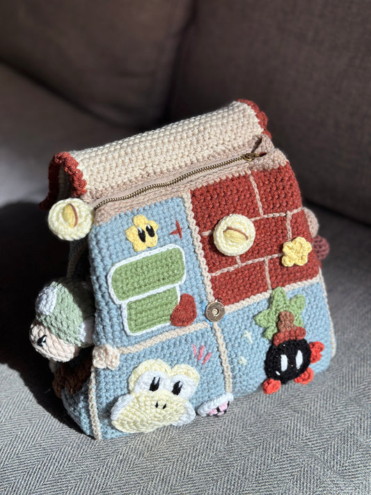 Handmade Convertible Game Backpack – Custom Knitted, Fuzzy-Free & Unique!